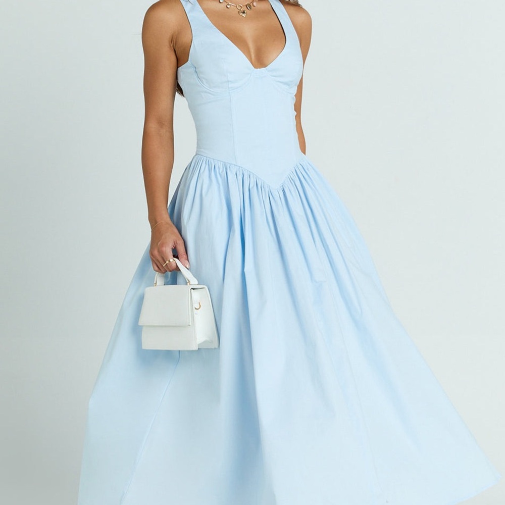 Showpo Light Blue Backless Maxi Dress